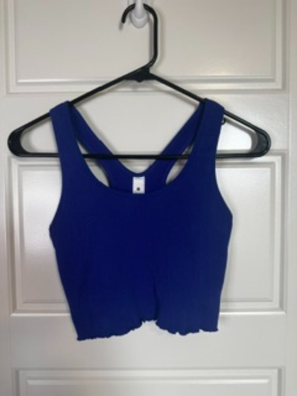 Yogalicious Workout Crop Top Tank w/ Built In Bra Ruffle Bottom Hem